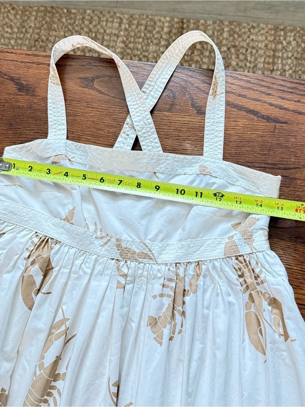 J. Crew White Midi dress with tan Lobster Print